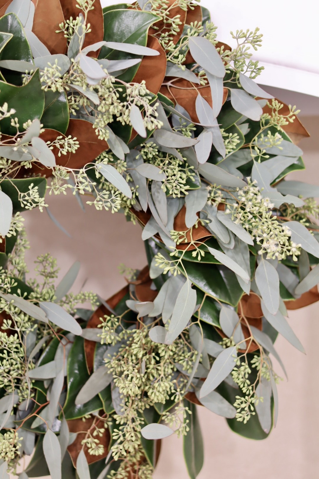 Magnolia and Seeded Eucalyptus Wreath