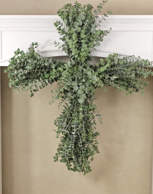 Baby Blue Eucalyptus Cross Wreath