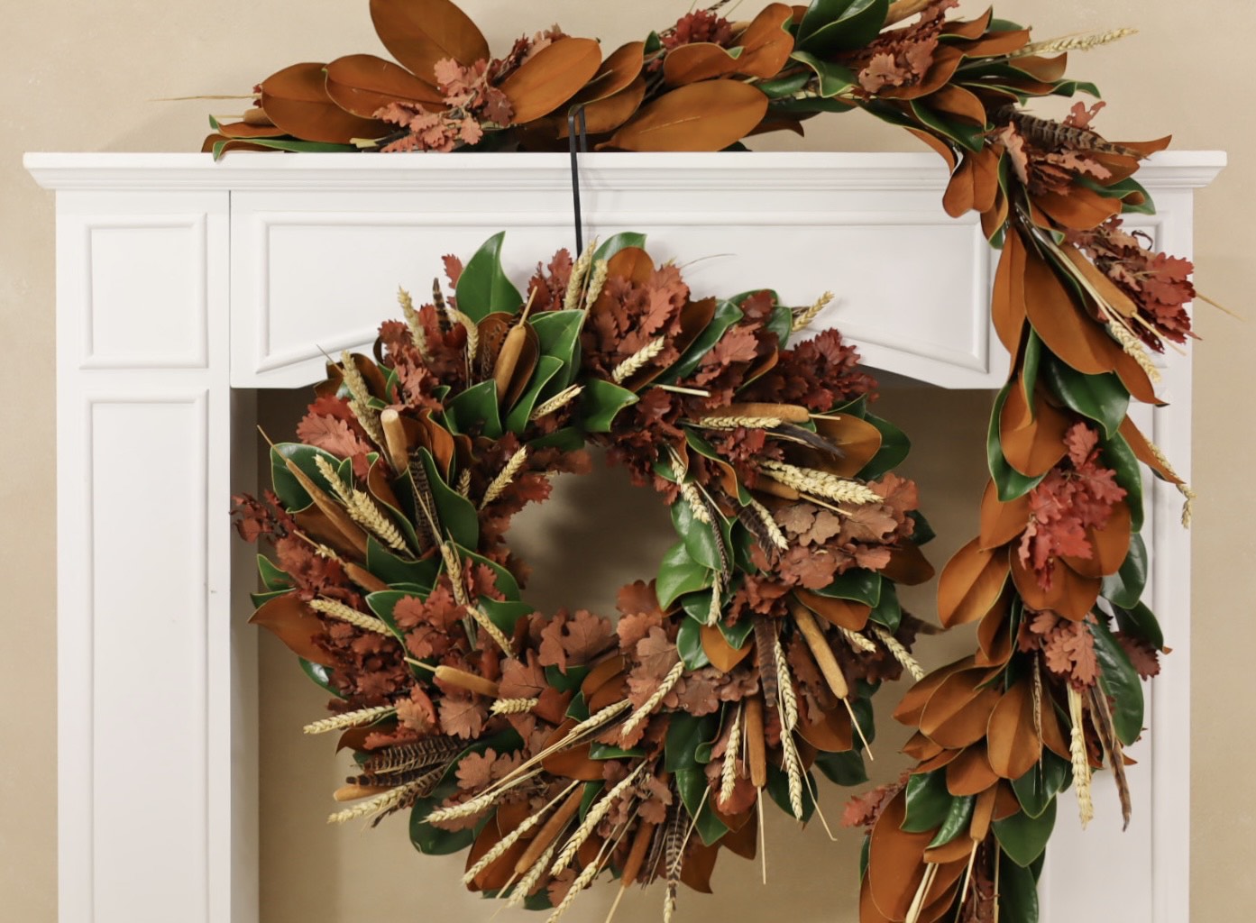 Feather and Oak Harvest Wreath
