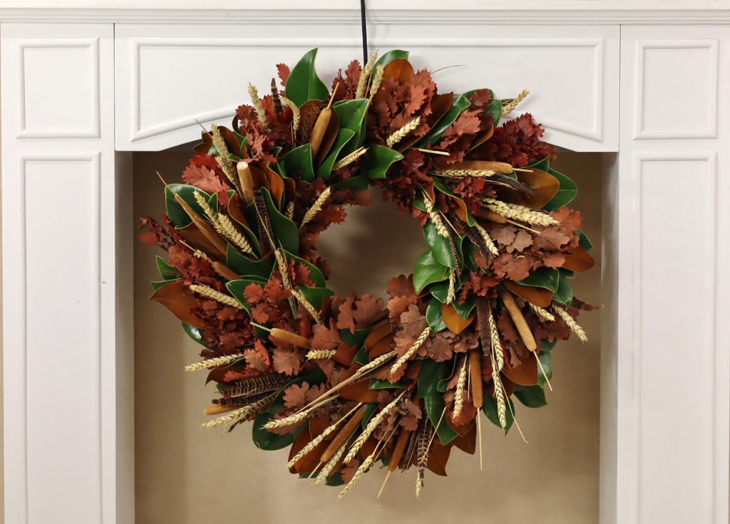 Feather and Oak Harvest Wreath