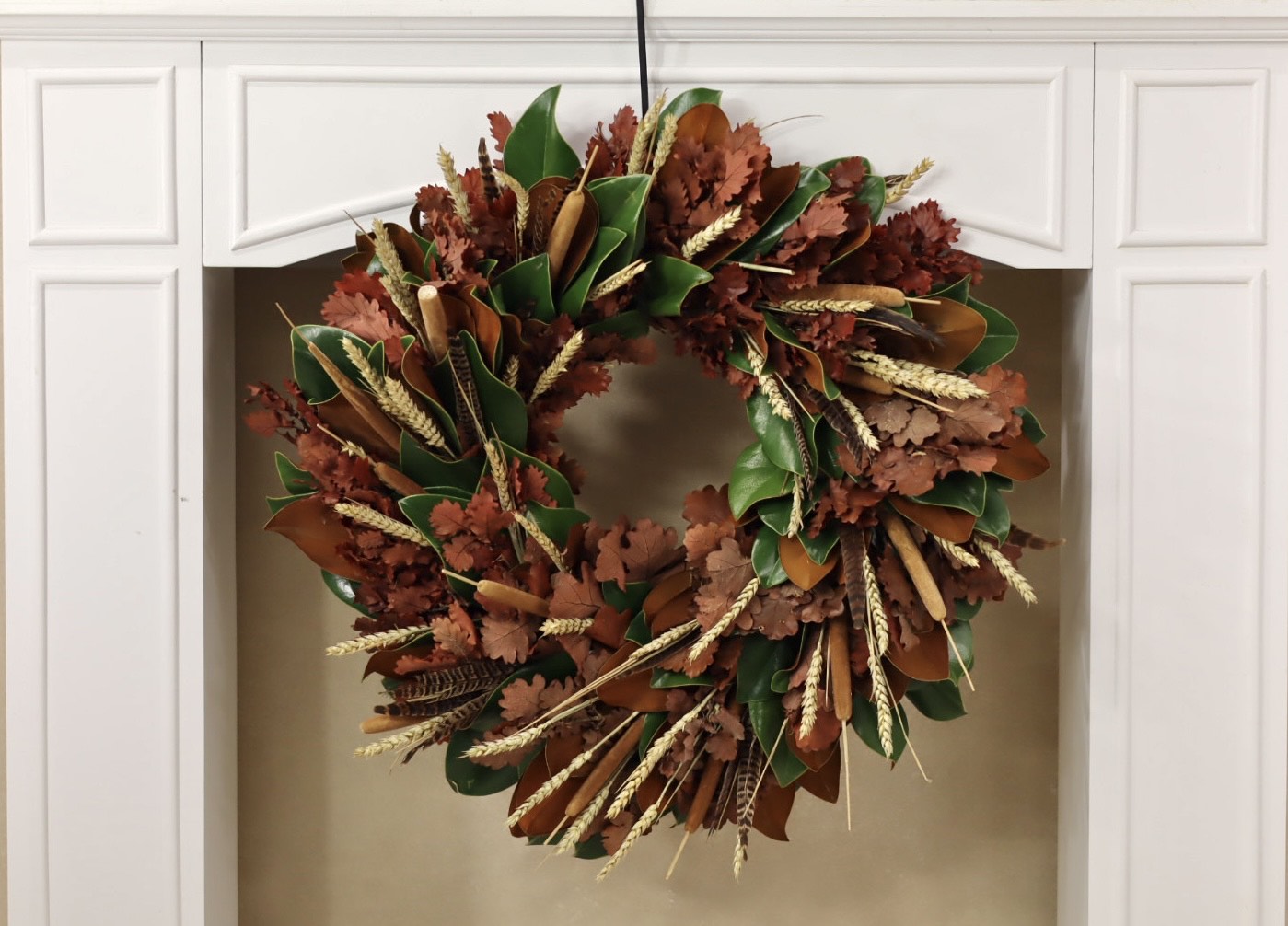 Feather and Oak Harvest Wreath