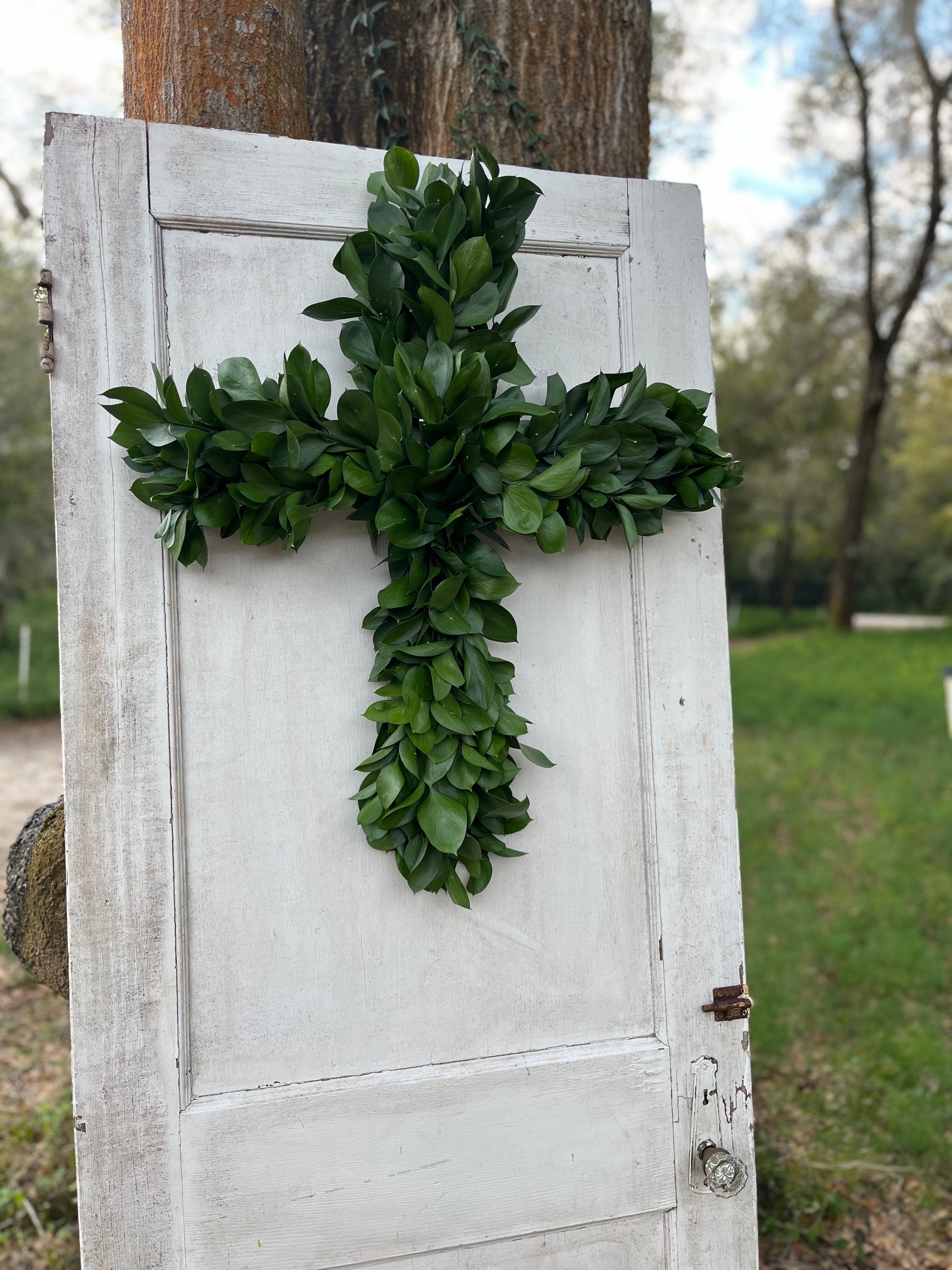 Israeli Ruscus Cross Wreath