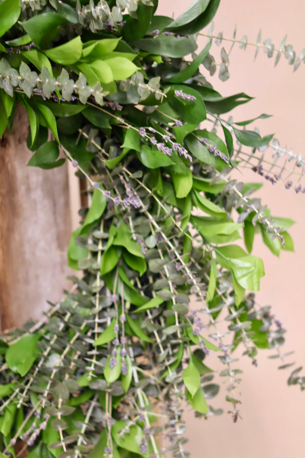 Baby Blue Eucalyptus Israeli Ruscus and Dried Lavender Wreath