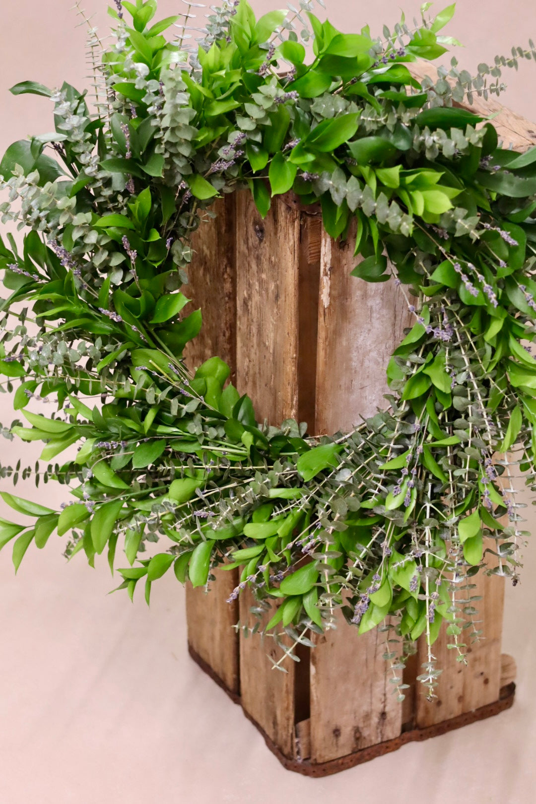 Baby Blue Eucalyptus Israeli Ruscus and Dried Lavender Wreath