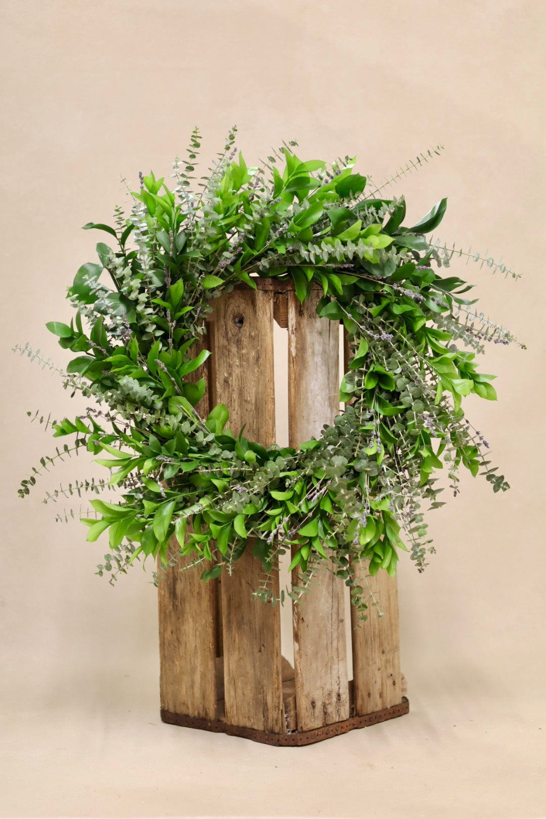 Baby Blue Eucalyptus Israeli Ruscus and Dried Lavender Wreath