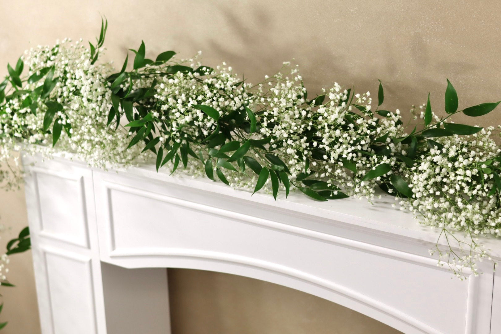 Italian Ruscus and Babies Breath Garland