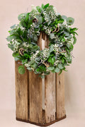 Israeli Ruscus Silver Dollar Eucalyptus Babies Breath Dried Lavender and Dehydrated Lemon Wreath